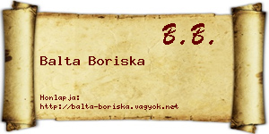 Balta Boriska névjegykártya
